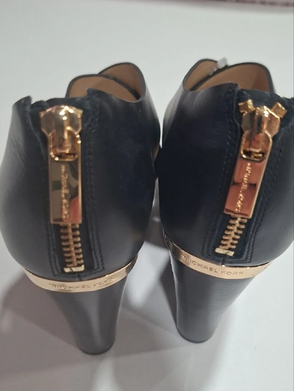 Michael Kors Black Strappy Heel Wedge Heel Sandals with Back Zip